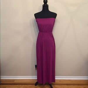 Purple Strapless Maxi Dress